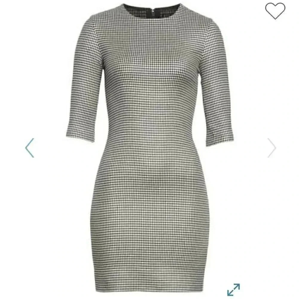 ALICE + OLIVIA Size 6 3/4 Sleeves Delora Houndstooth Check Dress NEW!